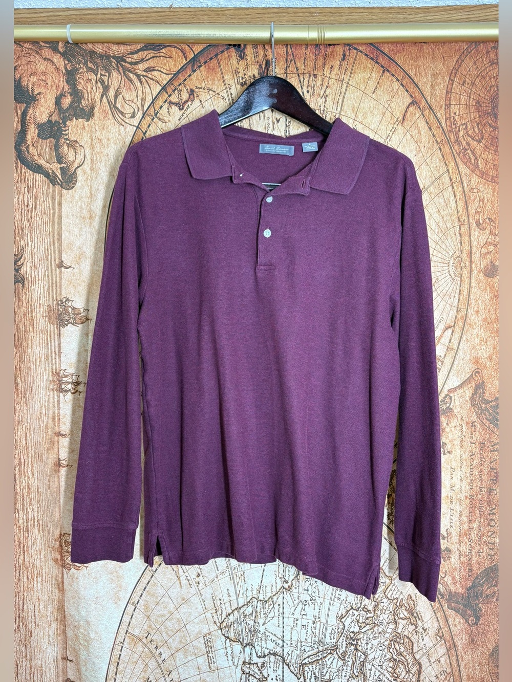 Men's Large Daniel Cremieux Signature Collection Long Sleeve Polo Shirt Plum